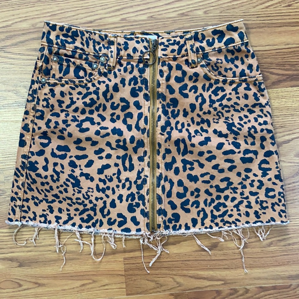 Free People Leopard Zip Front Mini Skirt - Picture 3 of 7